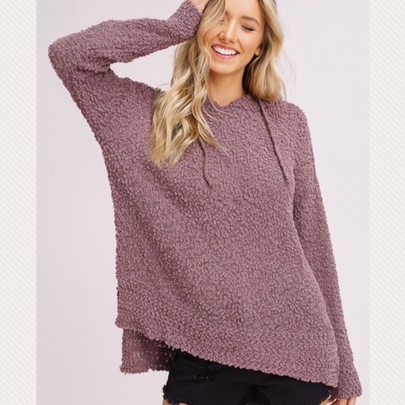 Last Medium Mocha Popcorn Texture Hoodie Sweater - Picture 3 of 8